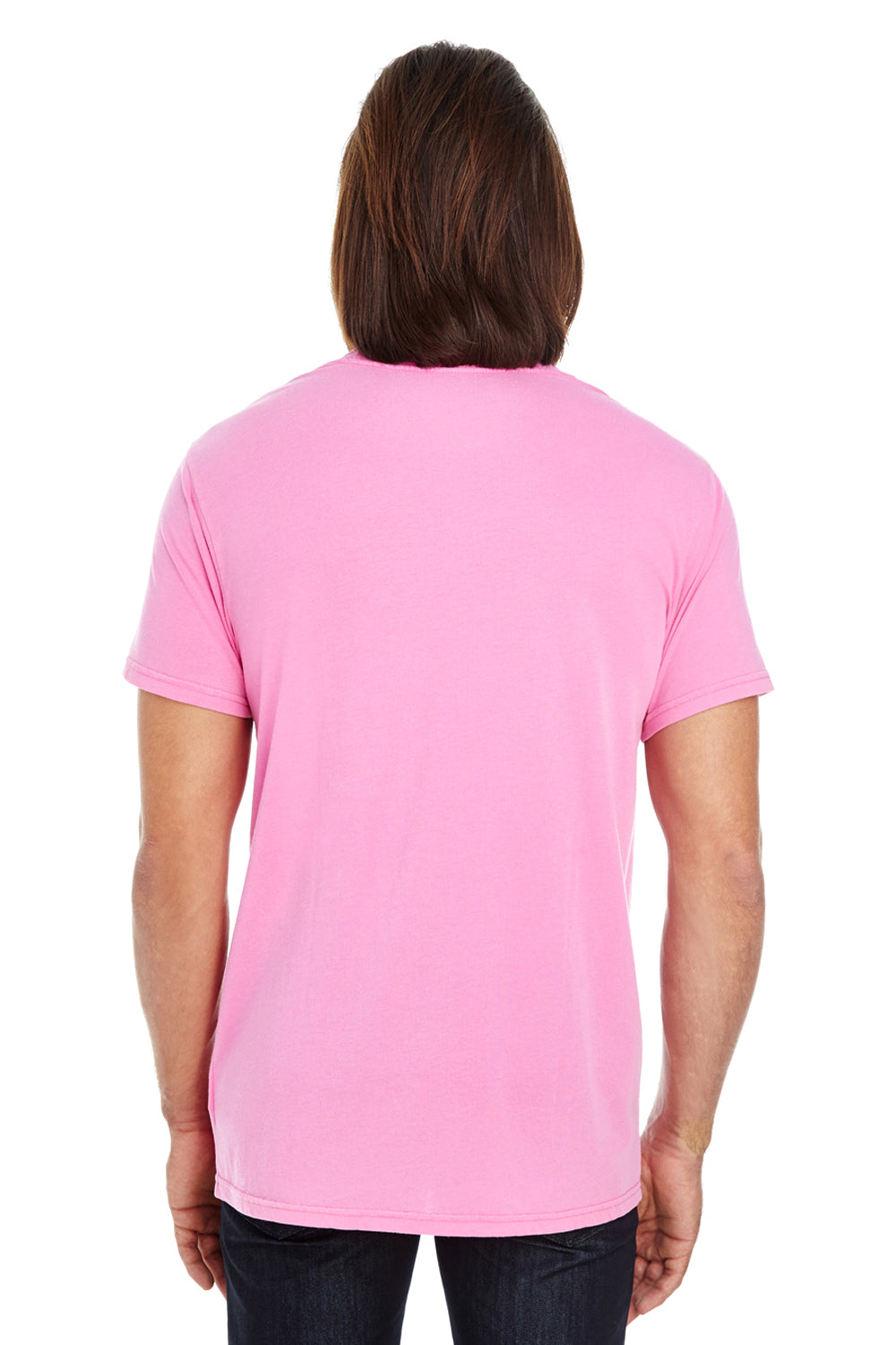 Threadfast Apparel 130A Mens Short Sleeve Crewneck T-Shirt Charity Pink Back