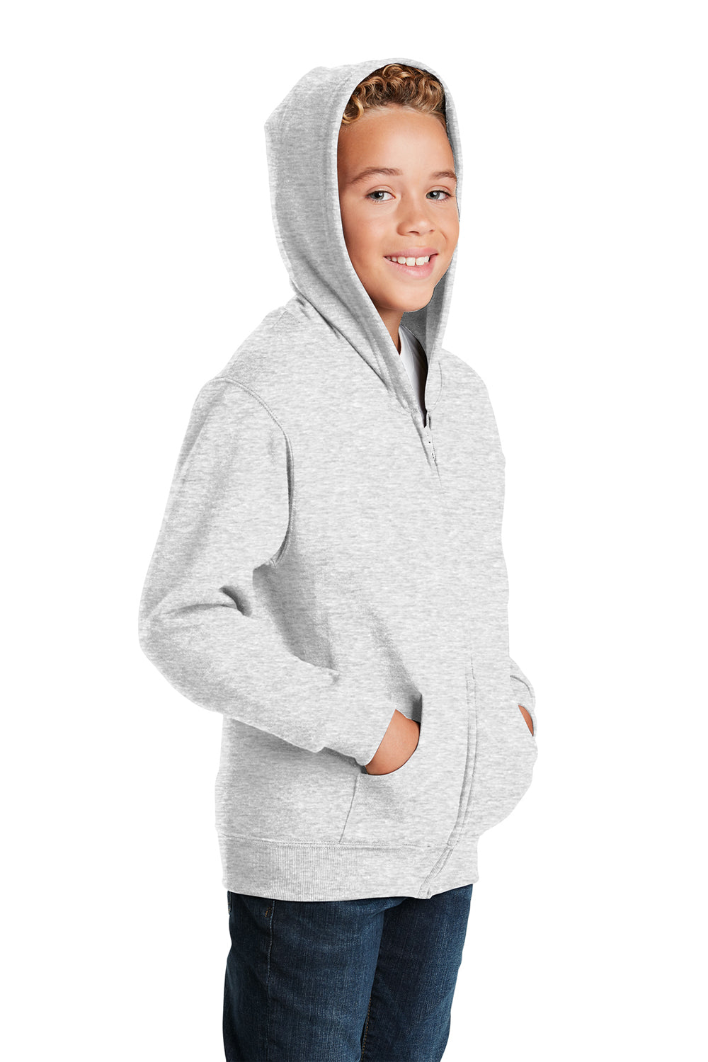 Jerzees 993B/993BR Youth NuBlend Fleece Full Zip Hooded Sweatshirt Hoodie Ash Grey 3Q