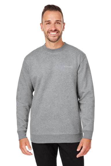 Columbia 1411601 Mens Hart Mountain Long Sleeve Crewneck Sweater Heather Charcoal Grey Front