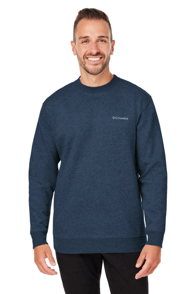 Columbia 1411601 Mens Hart Mountain Long Sleeve Crewneck Sweater Collegiate Navy Blue Front