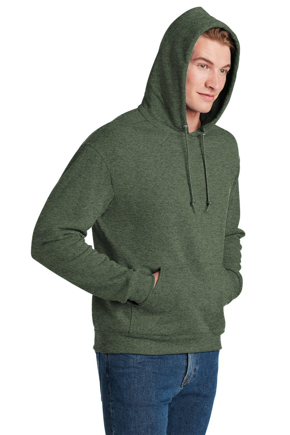 Jerzees Mens NuBlend Fleece Hooded Sweatshirt Hoodie Heather Military Green 3Q