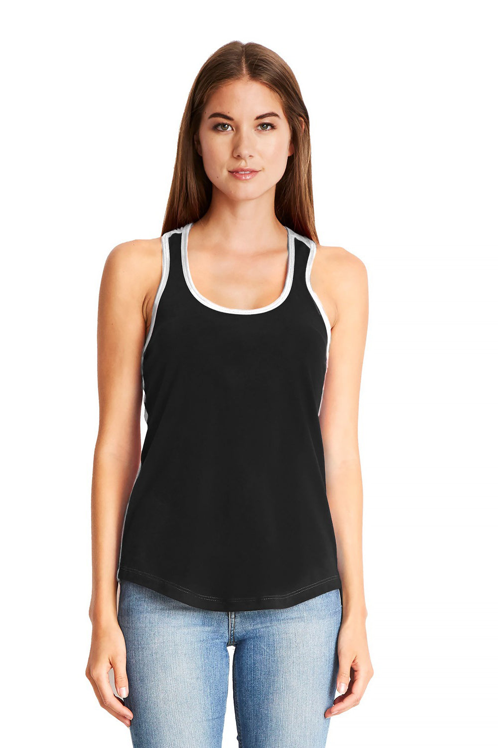 Next Level 1534 Womens Ideal Tank Top Black/White Front