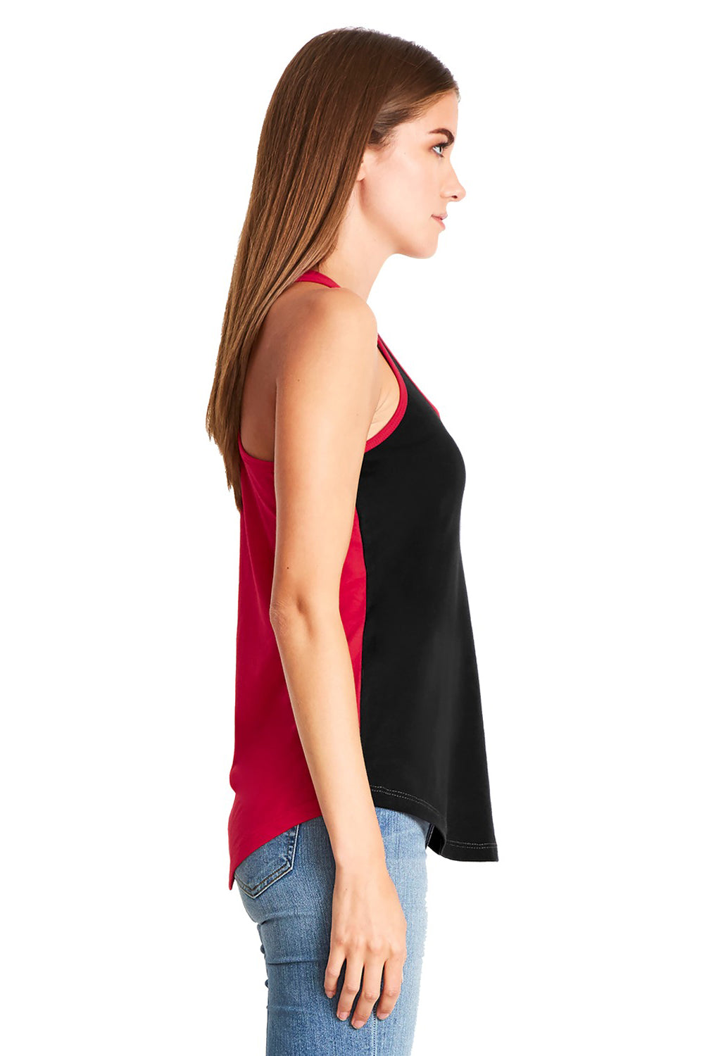 Next Level 1534 Womens Ideal Tank Top Black/Red Side