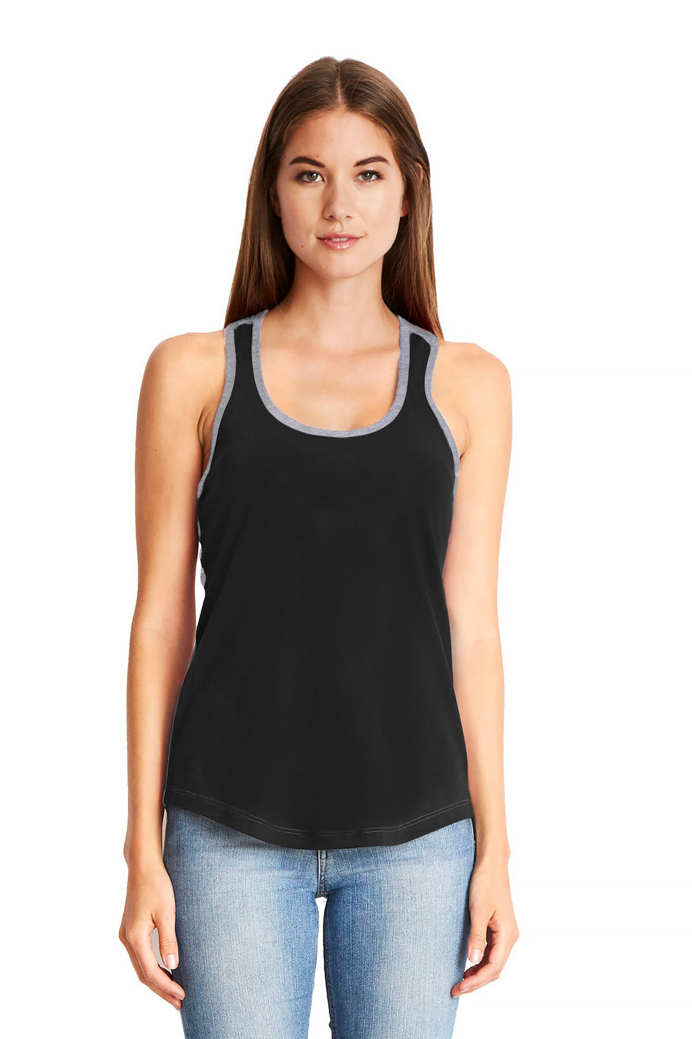 Next Level 1534 Womens Ideal Tank Top Black/Grey Front