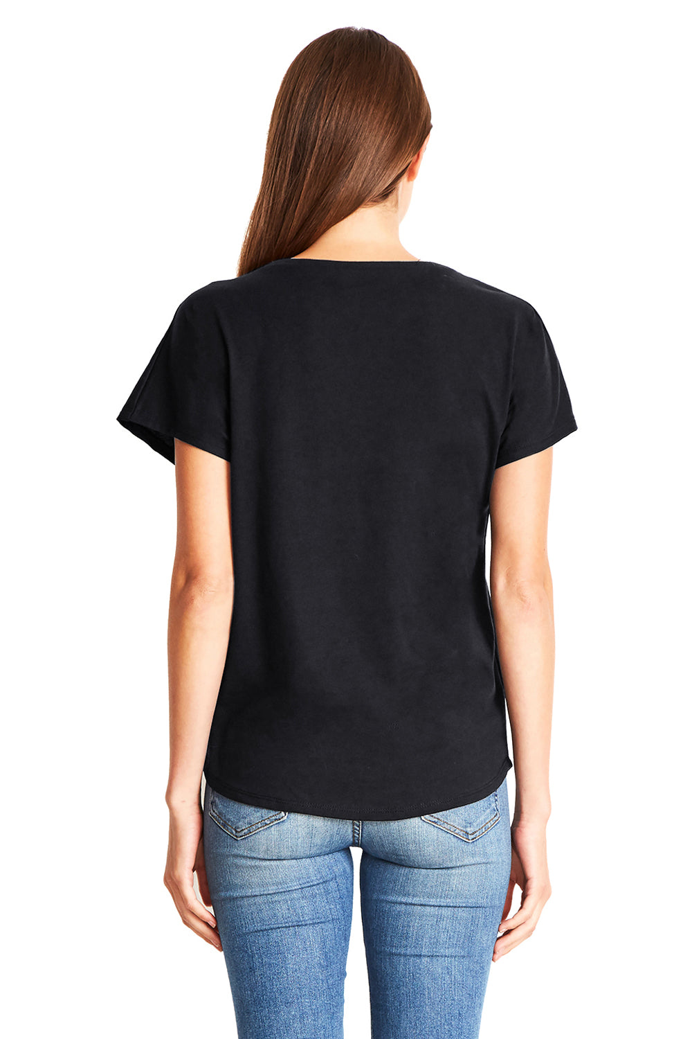 Next Level 1560 Womens Ideal Dolman Short Sleeve Crewneck T-Shirt Black Back