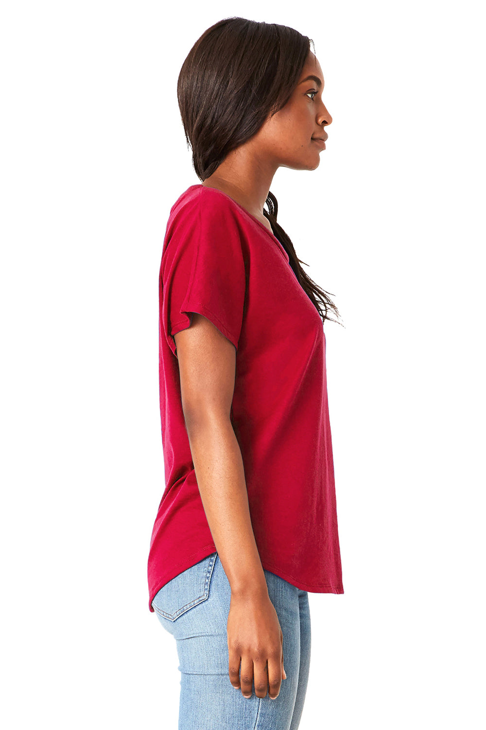 Next Level 1560 Womens Ideal Dolman Short Sleeve Crewneck T-Shirt Red Side
