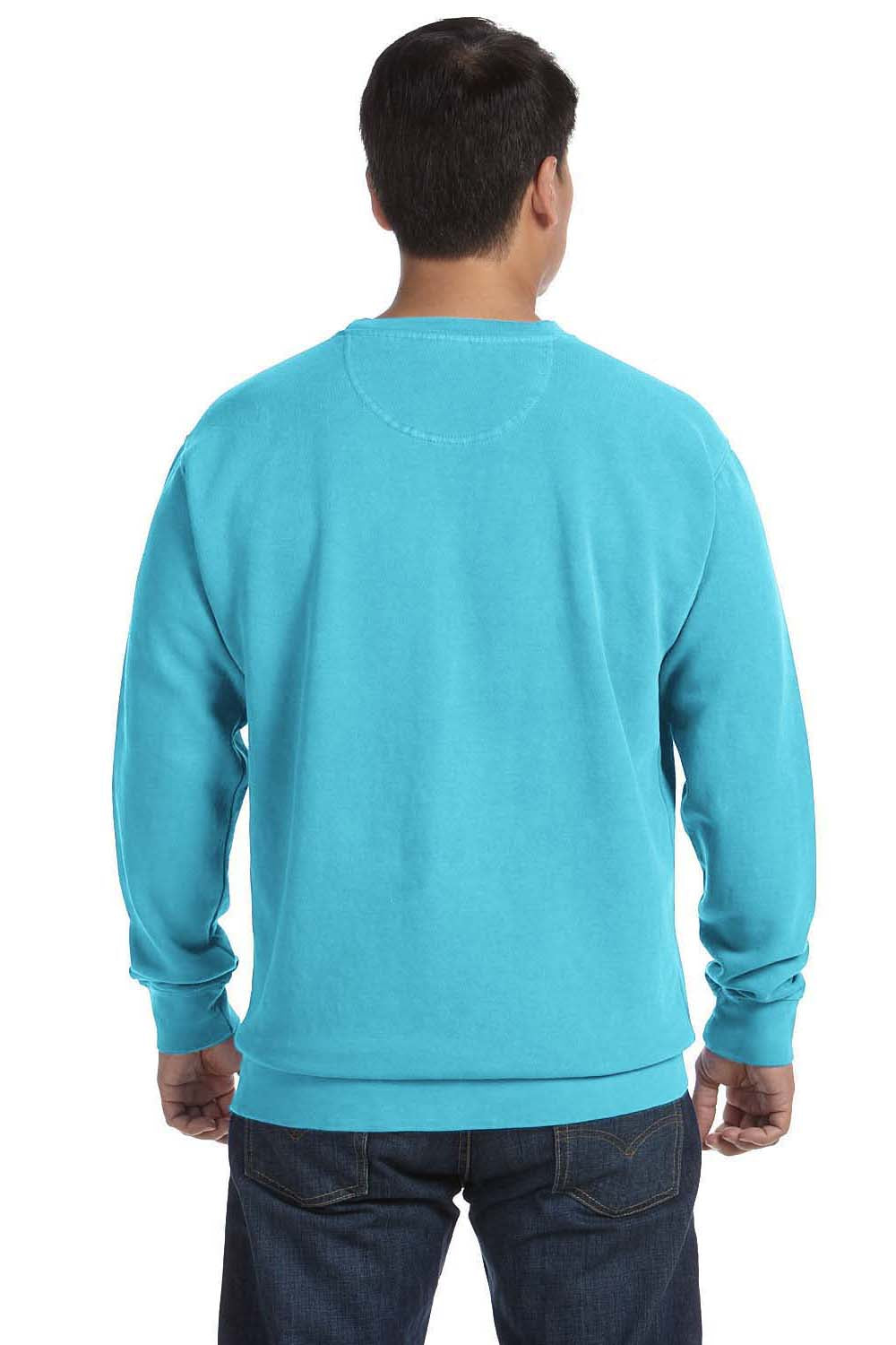 Comfort Colors 1566 Mens Crewneck Sweatshirt Lagoon Blue Back