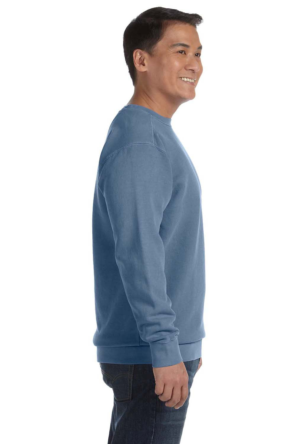 Comfort Colors 1566 Mens Crewneck Sweatshirt Blue Jean Side