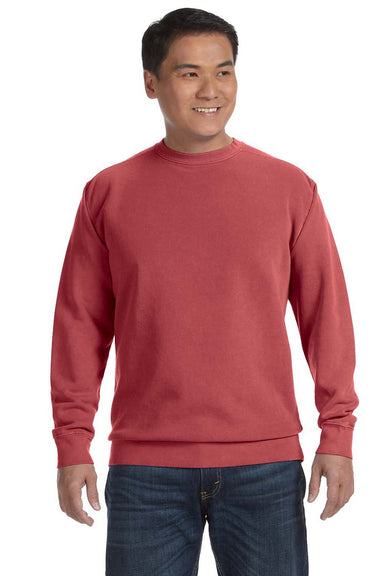Comfort Colors 1566 Mens Crewneck Sweatshirt Crimson Red Front