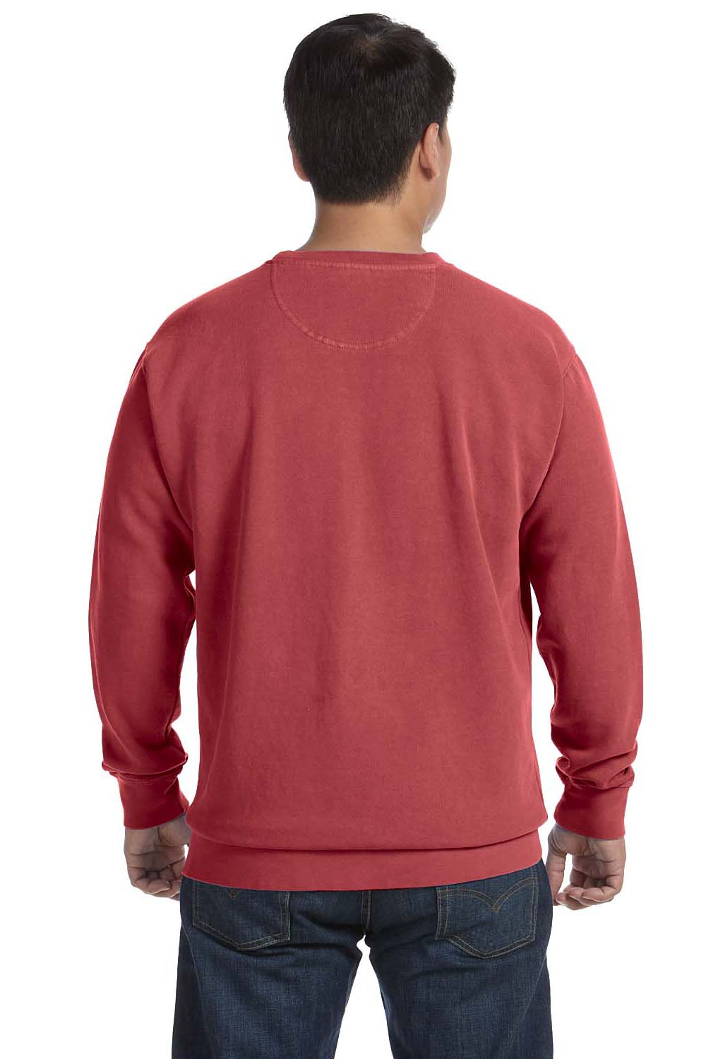 Comfort Colors 1566 Mens Crewneck Sweatshirt Crimson Red Back