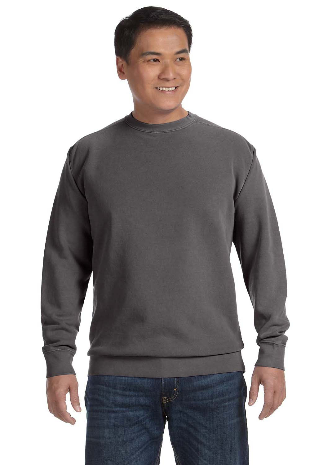 Comfort Colors 1566 Mens Crewneck Sweatshirt Pepper Grey Front