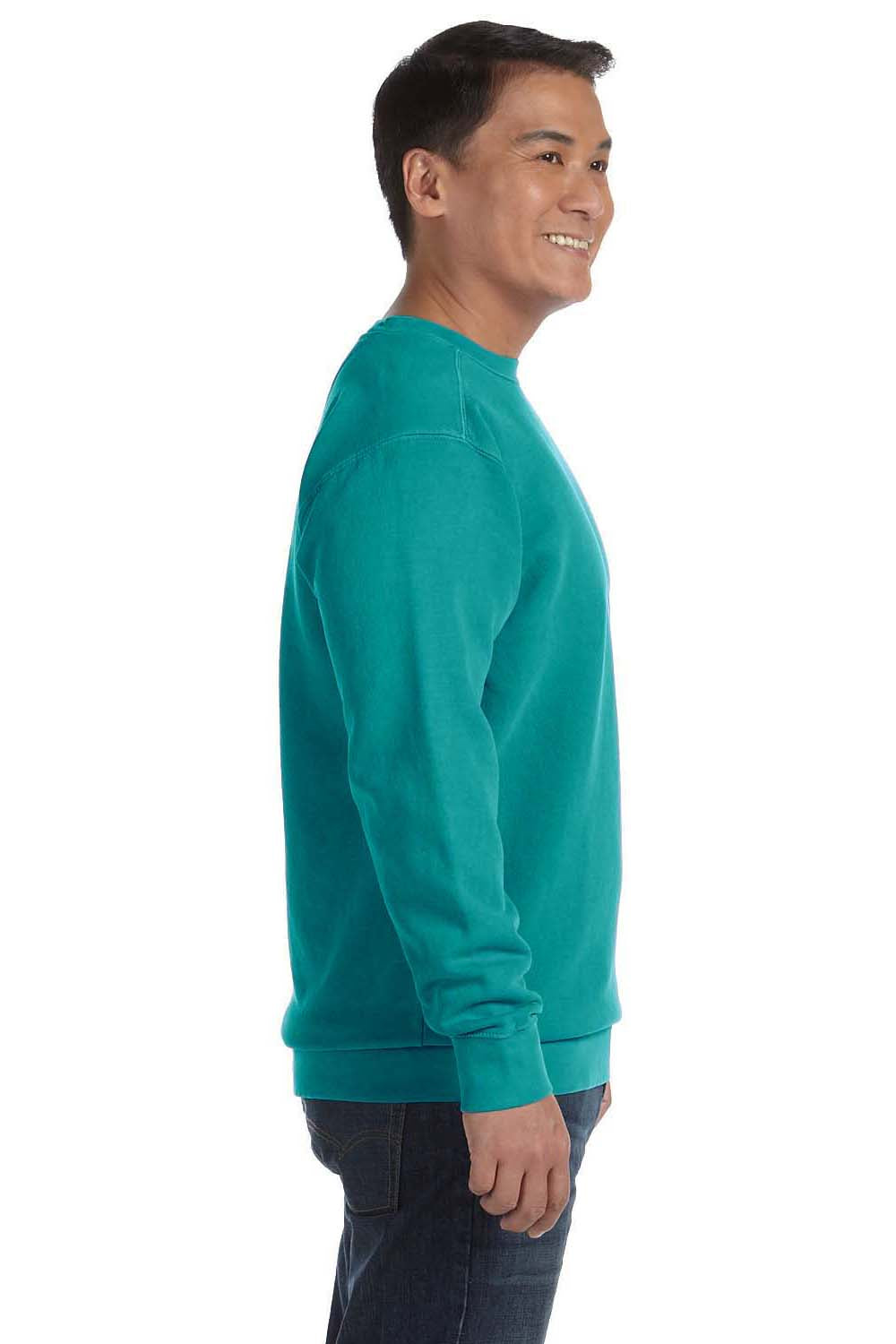 Comfort Colors 1566 Mens Crewneck Sweatshirt Seafoam Green Side