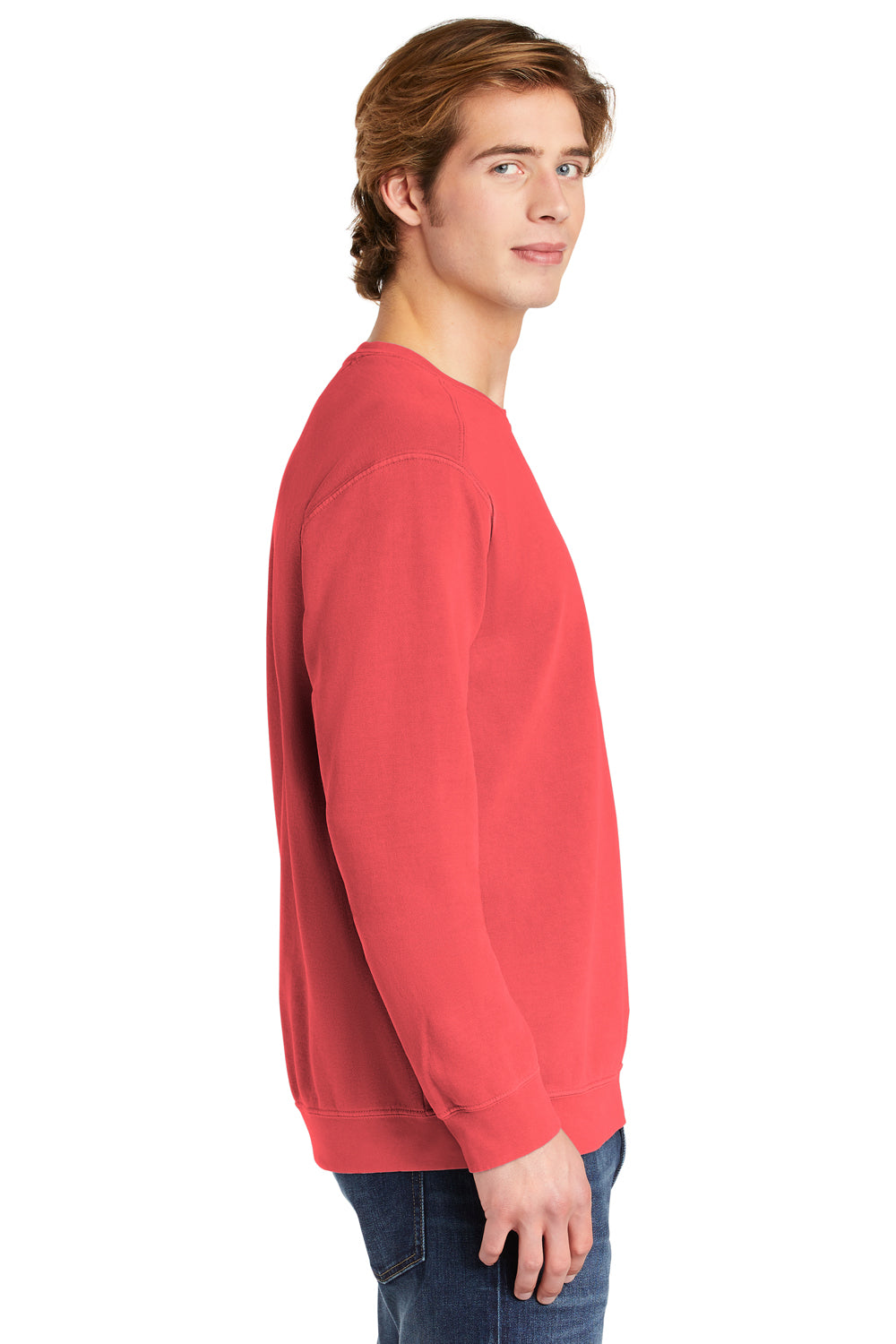 Comfort Colors 1566 Mens Crewneck Sweatshirt Watermelon Pink Side