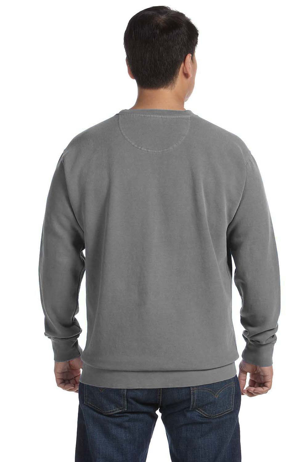 Comfort Colors 1566 Mens Crewneck Sweatshirt Grey Back