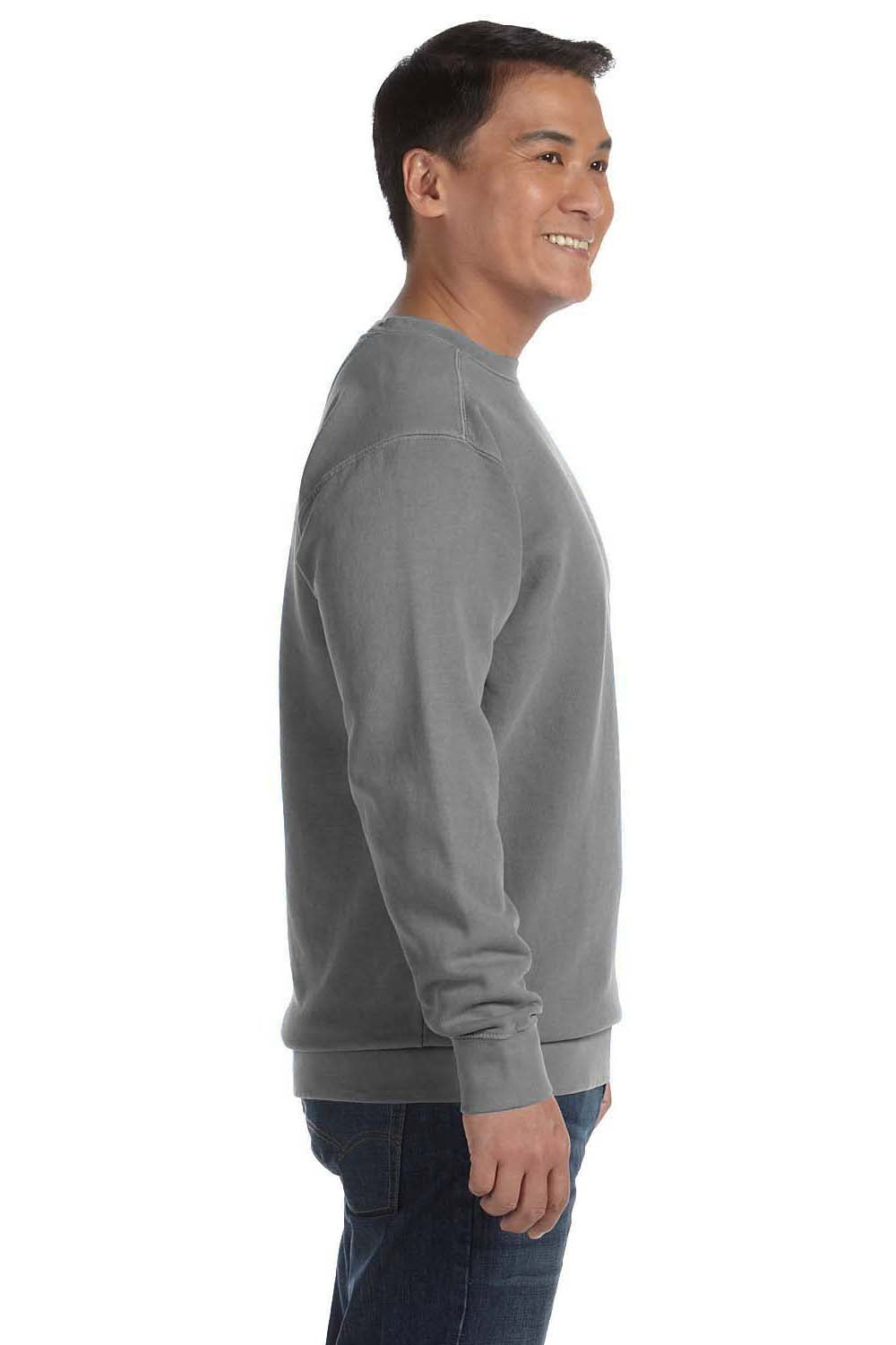 Comfort Colors 1566 Mens Crewneck Sweatshirt Grey Side