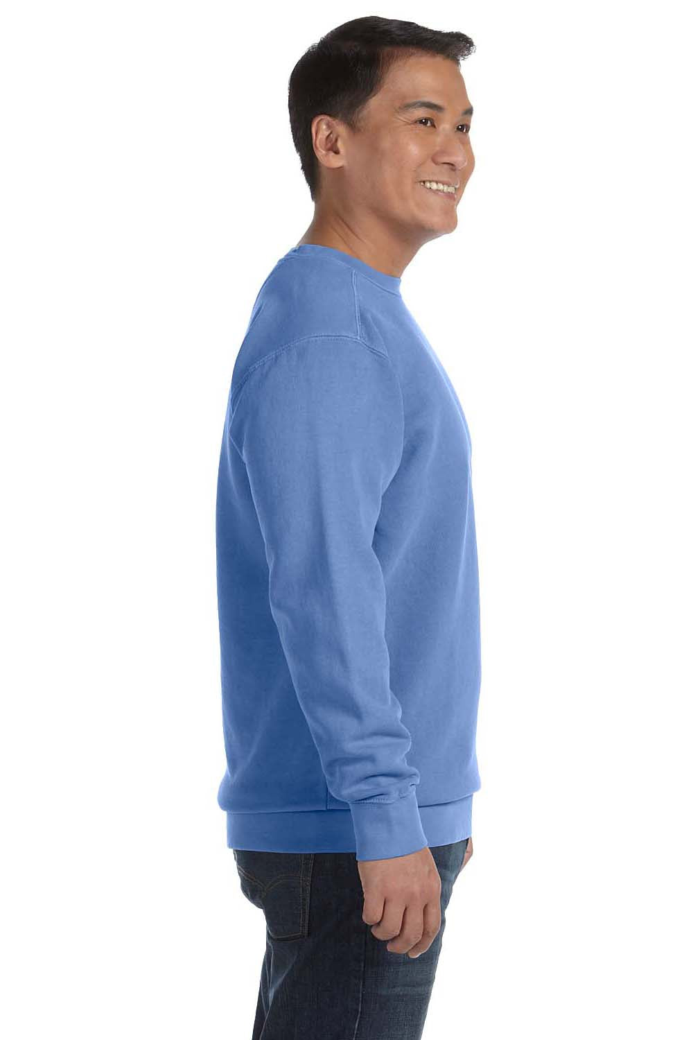 Comfort Colors 1566 Mens Crewneck Sweatshirt Flo Blue Side