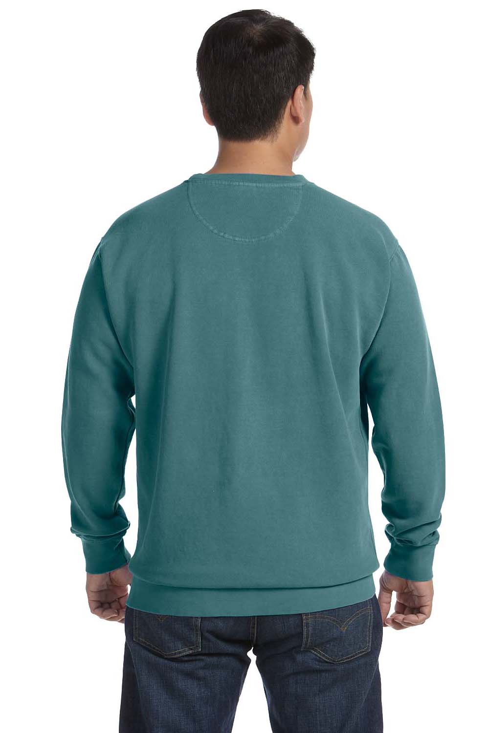 Comfort Colors 1566 Mens Crewneck Sweatshirt Blue Spruce Back