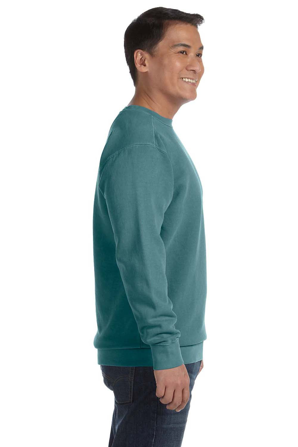 Comfort Colors 1566 Mens Crewneck Sweatshirt Blue Spruce Side
