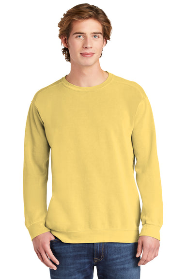 Comfort Colors Mens Crewneck Sweatshirt Butter Yellow Front