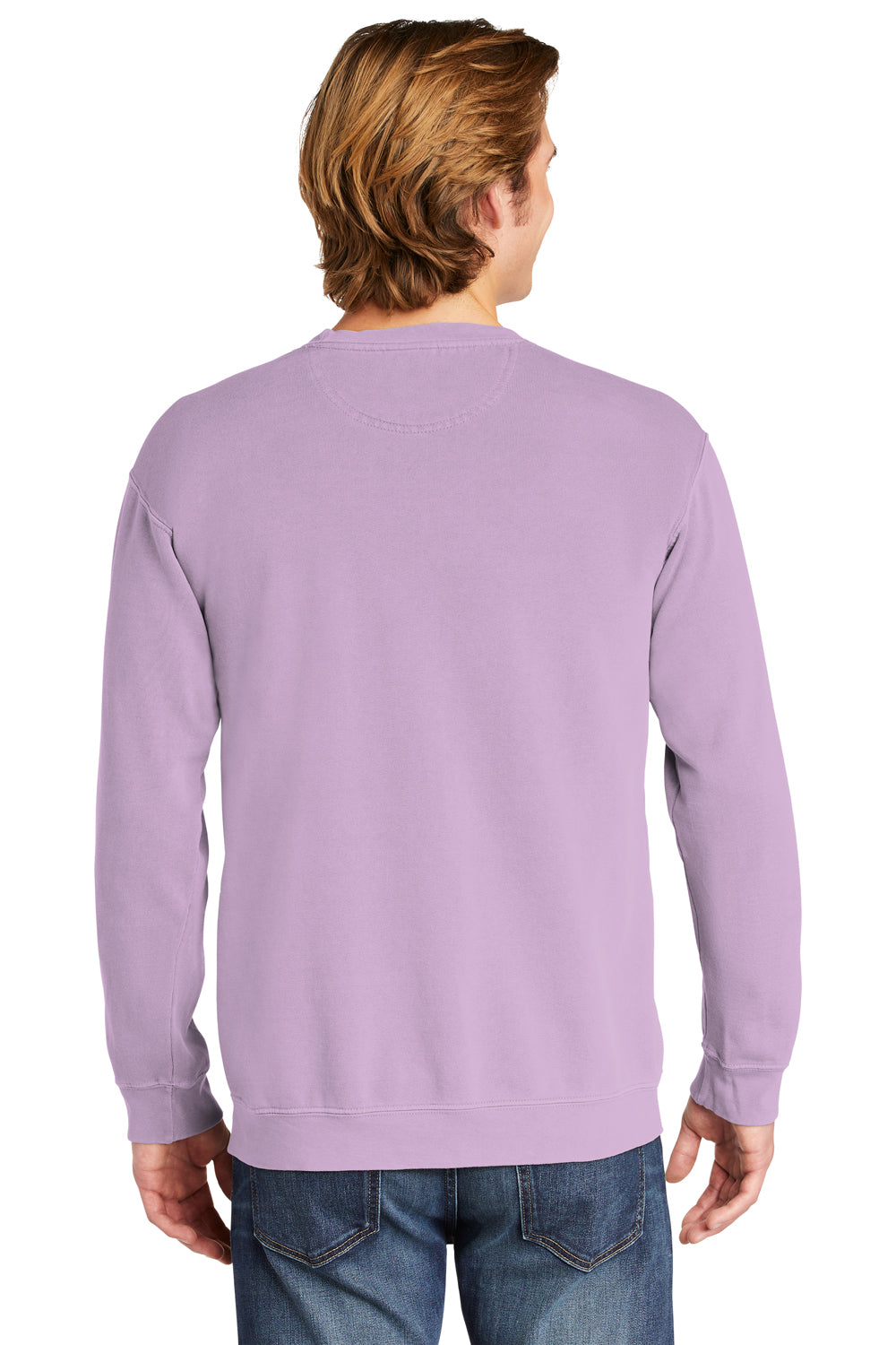 Comfort Colors Mens Crewneck Sweatshirt Orchid Purple Back