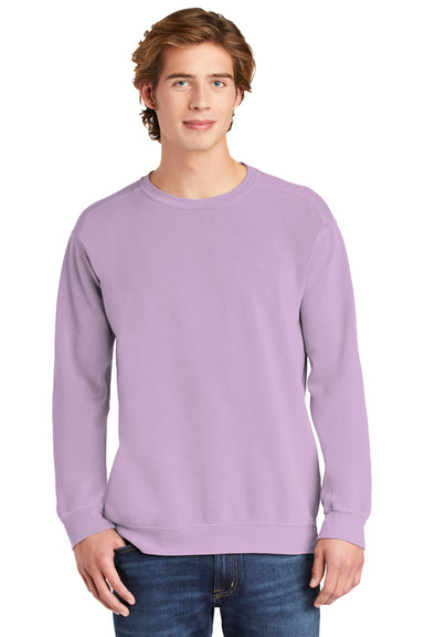 Comfort Colors Mens Crewneck Sweatshirt Orchid Purple Front