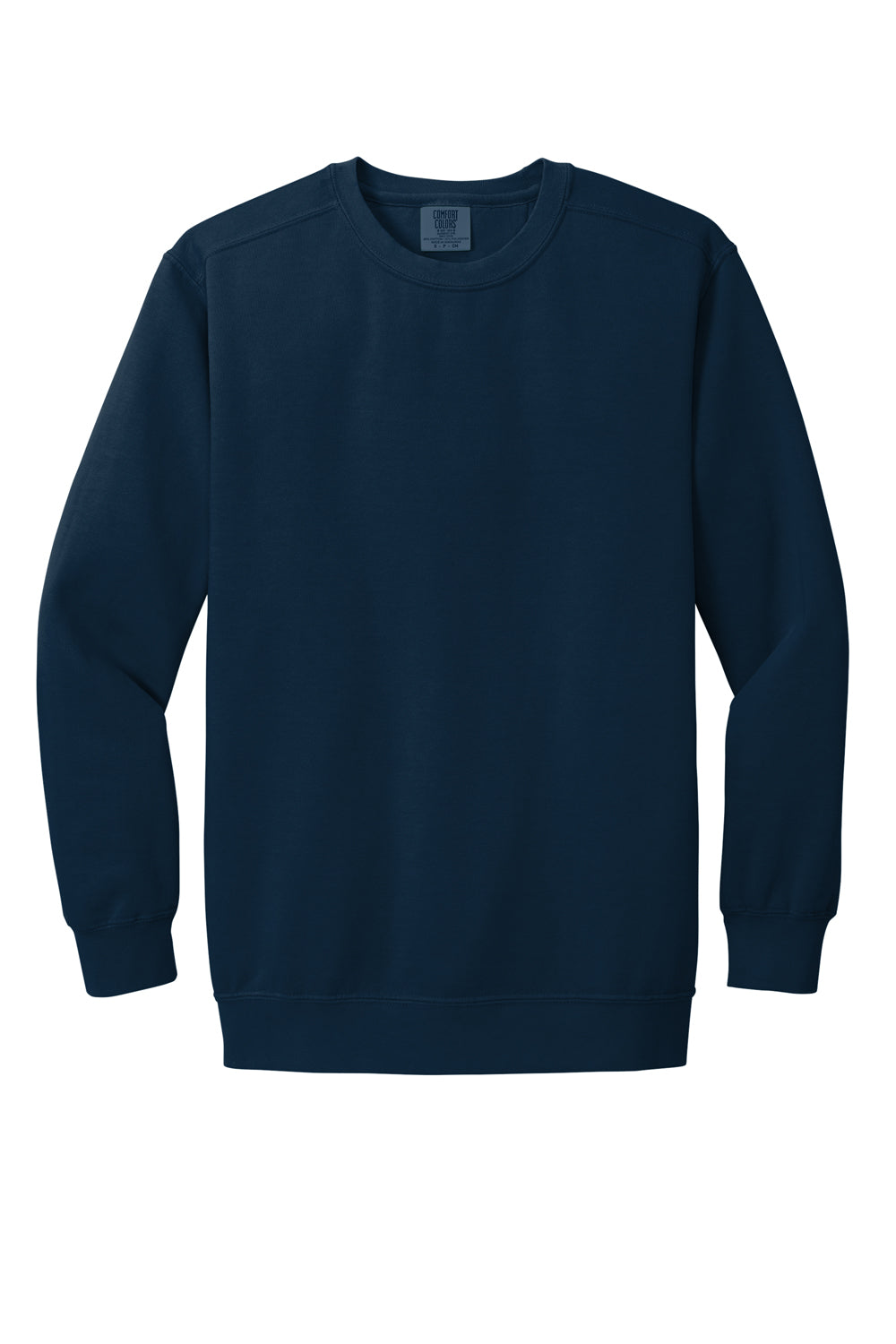 Comfort Colors 1566 Mens Crewneck Sweatshirt True Navy Blue Flat Front