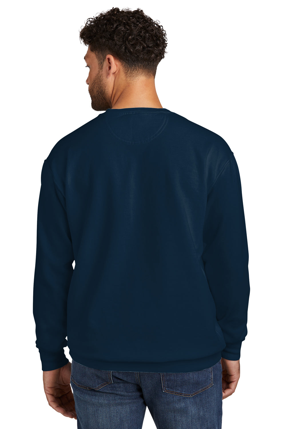 Comfort Colors 1566 Mens Crewneck Sweatshirt True Navy Blue Back