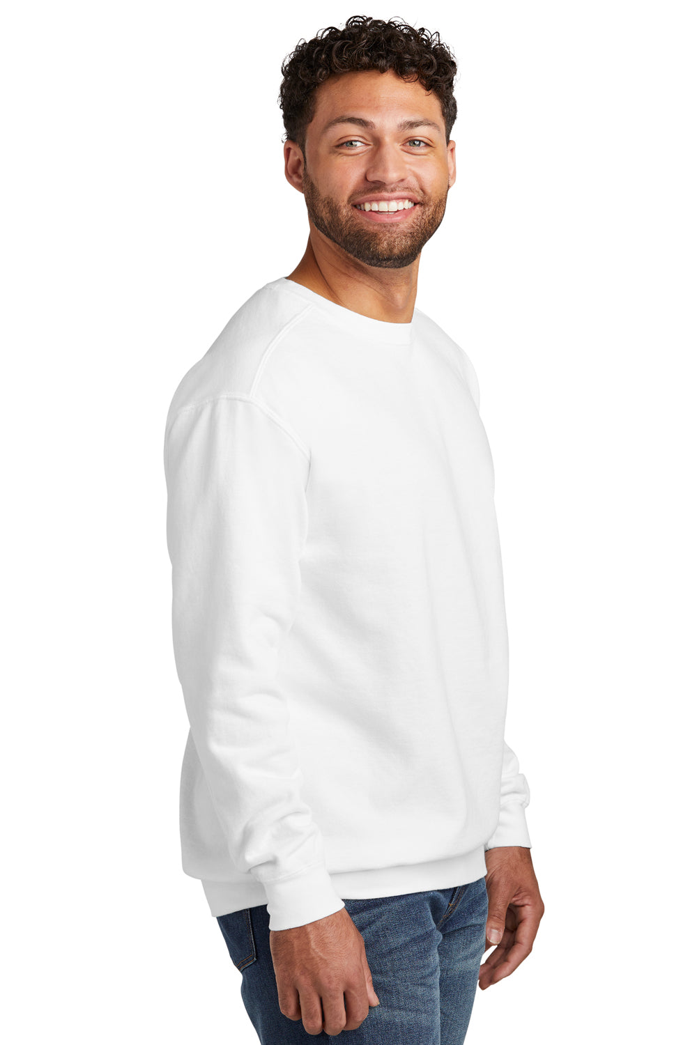 Comfort Colors 1566 Mens Crewneck Sweatshirt White Side