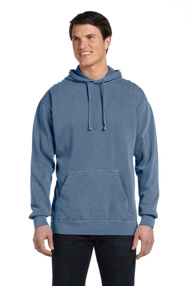 Comfort Colors 1567 Mens Hooded Sweatshirt Hoodie Blue Jean Front