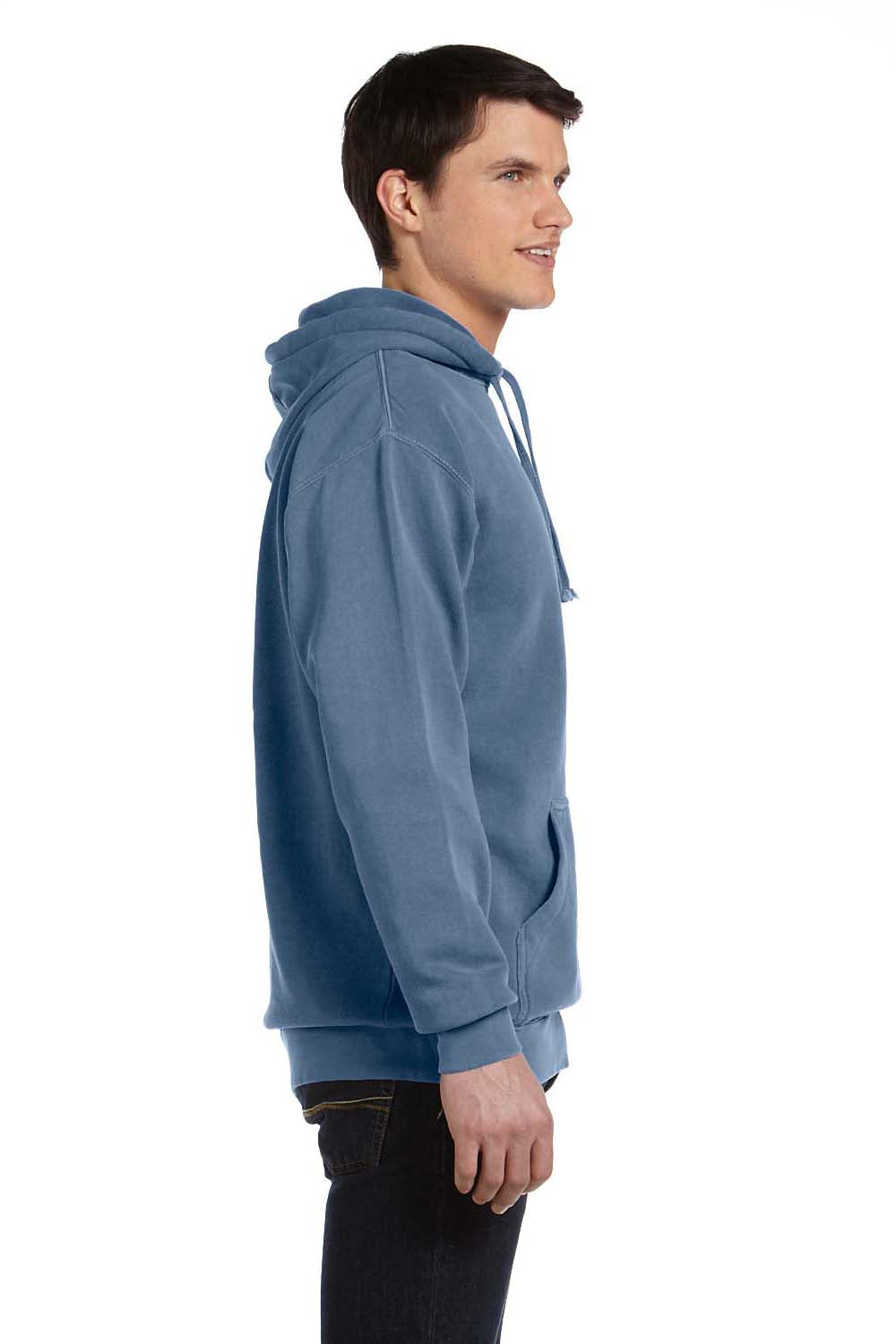 Comfort Colors 1567 Mens Hooded Sweatshirt Hoodie Blue Jean Side