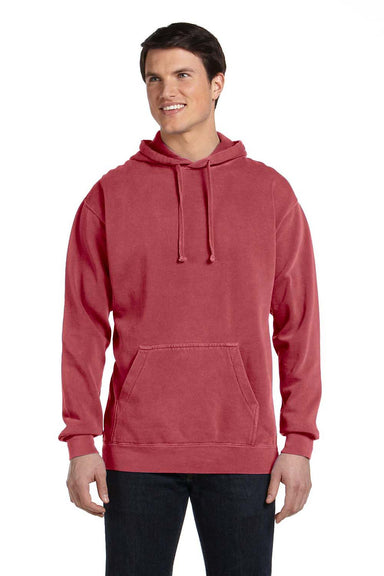 Comfort Colors 1567 Mens Hooded Sweatshirt Hoodie Crimson Red Front