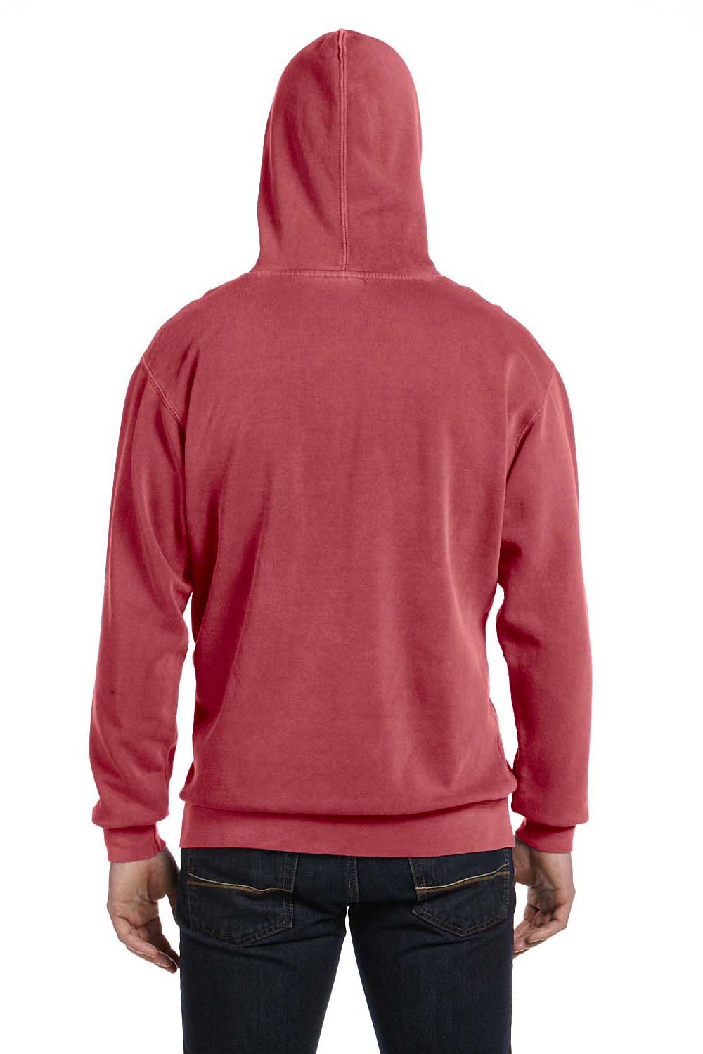 Comfort Colors 1567 Mens Hooded Sweatshirt Hoodie Crimson Red Back