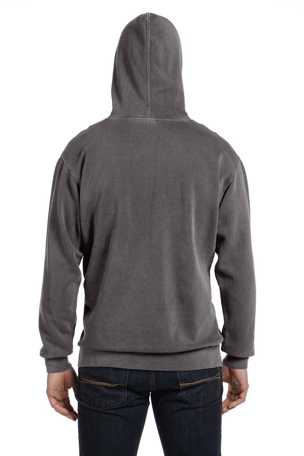 Comfort Colors 1567 Mens Hooded Sweatshirt Hoodie Pepper Grey Back