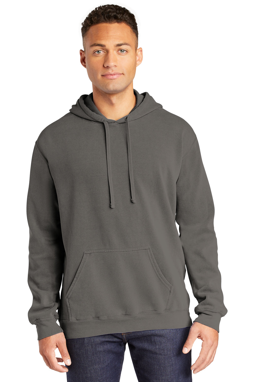 Comfort Colors 1567 Mens Hooded Sweatshirt Hoodie Grey Front