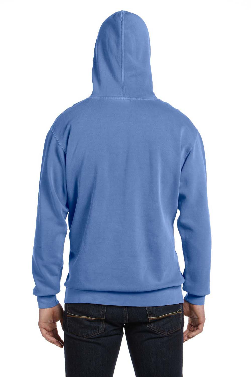 Comfort Colors 1567 Mens Hooded Sweatshirt Hoodie Flo Blue Back
