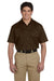 Dickies 1574 Mens Moisture Wicking Short Sleeve Button Down Shirt w/ Double Pockets Dark Brown Front