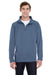 Comfort Colors 1580 Mens 1/4 Zip Sweatshirt Blue Jean Front