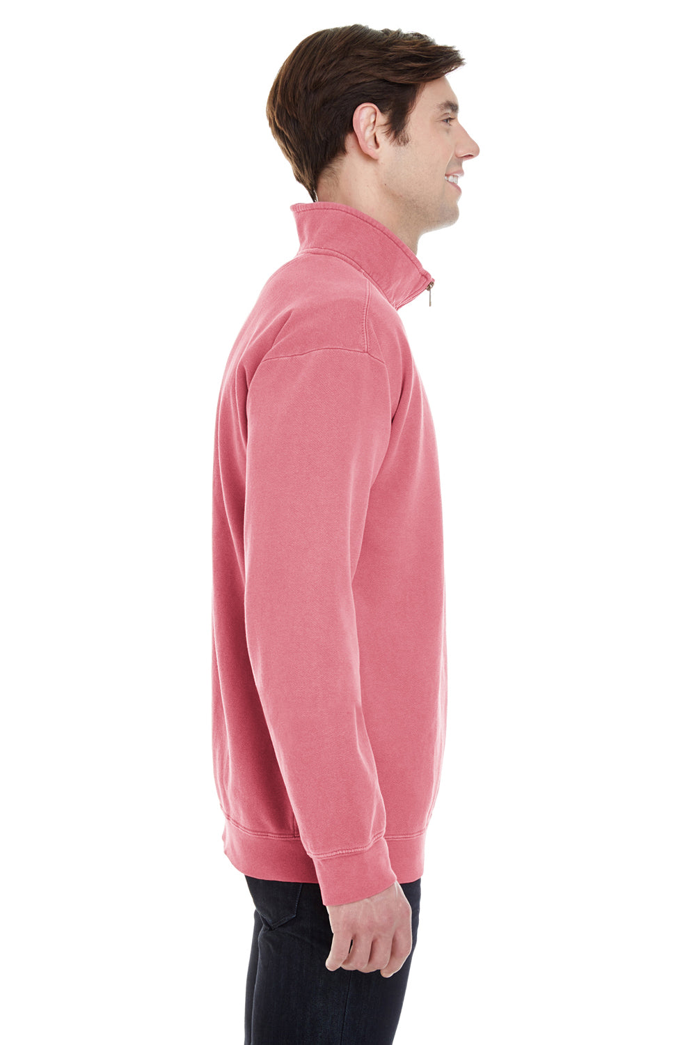 Comfort Colors 1580 Mens 1/4 Zip Sweatshirt Crimson Red Side