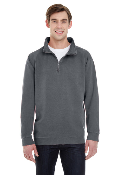 Comfort Colors 1580 Mens 1/4 Zip Sweatshirt Pepper Grey Front