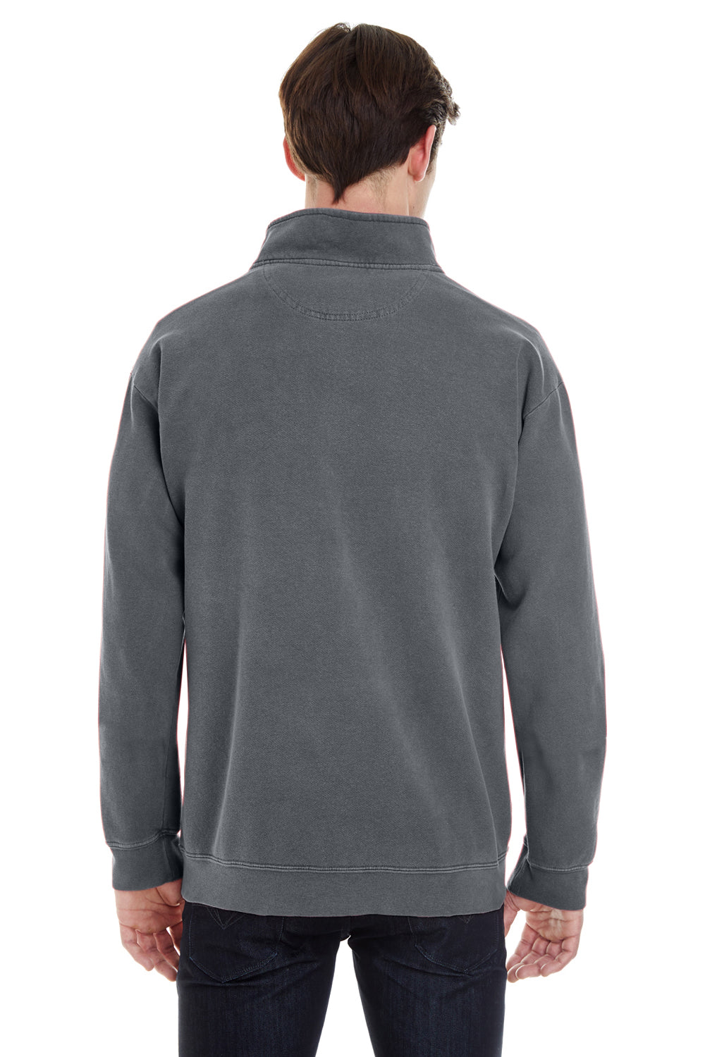Comfort Colors 1580 Mens 1/4 Zip Sweatshirt Pepper Grey Back