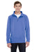 Comfort Colors 1580 Mens 1/4 Zip Sweatshirt Flo Blue Front