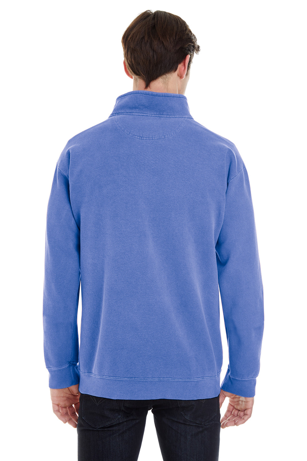 Comfort Colors 1580 Mens 1/4 Zip Sweatshirt Flo Blue Back