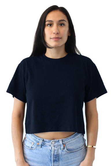 Next Level 1580NL Womens Ideal Crop Short Sleeve Crewneck T-Shirt Midnight Navy Blue Front