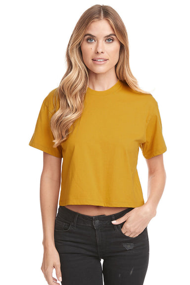 Next Level 1580NL Womens Ideal Crop Short Sleeve Crewneck T-Shirt Antique Gold Front