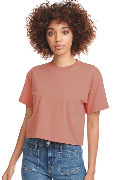 Next Level 1580NL Womens Ideal Crop Short Sleeve Crewneck T-Shirt Desert Pink Front