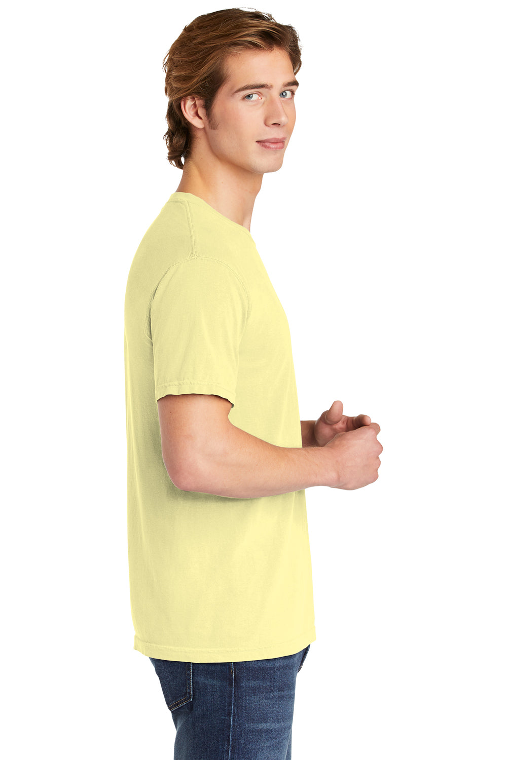 Comfort Colors 1717/C1717 Mens Short Sleeve Crewneck T-Shirt Banana Yellow Side