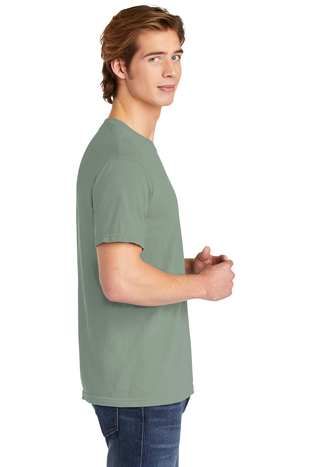 Comfort Colors Mens Short Sleeve Crewneck T-Shirt Bay Green Side