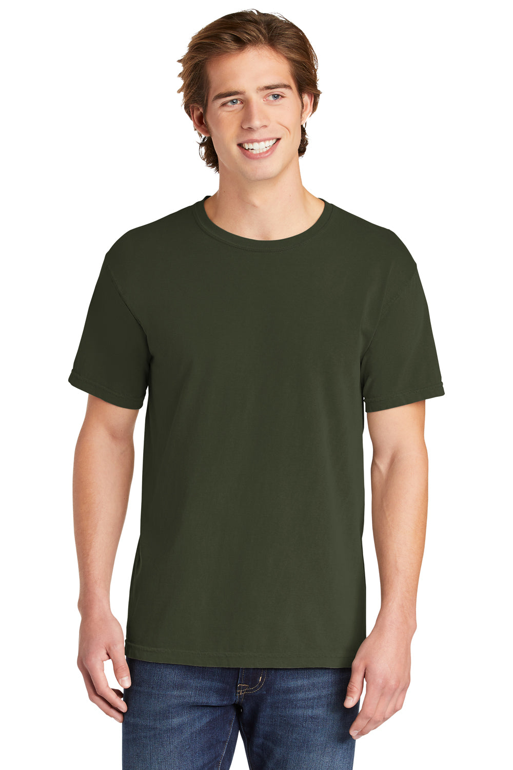Comfort Colors 1717/C1717 Mens Short Sleeve Crewneck T-Shirt Hemp Green Front