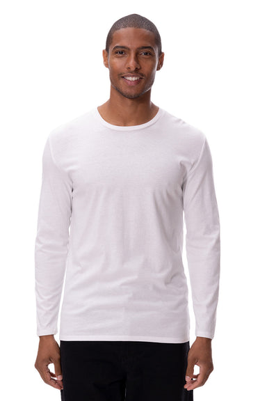 Threadfast Apparel 180LS Mens Ultimate Long Sleeve Crewneck T-Shirt White Front