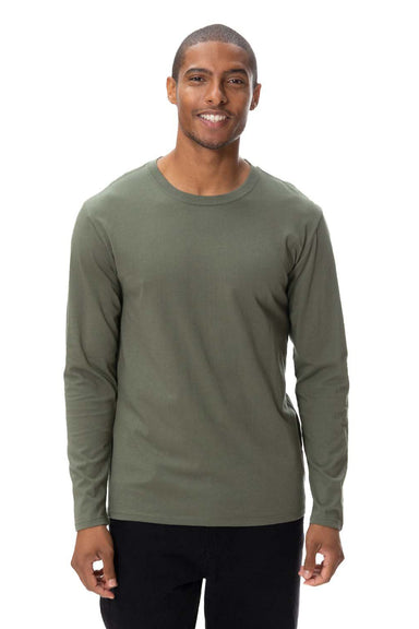 Threadfast Apparel 180LS Mens Ultimate Long Sleeve Crewneck T-Shirt Army Green Front